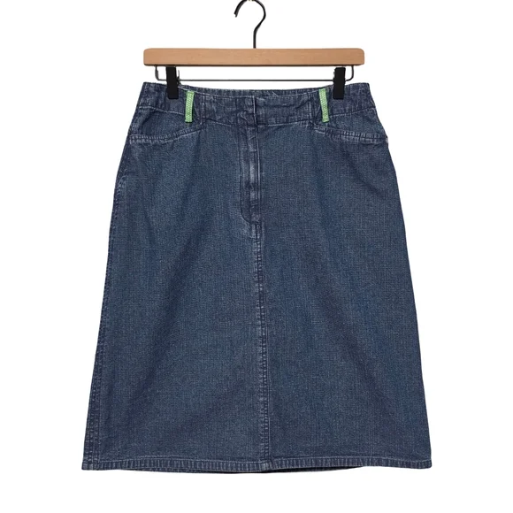 Vintage NORTHCREST Denim Skirt Womens Size 10 Blue Knee Length Minimalist 90s - Picture 2 of 10